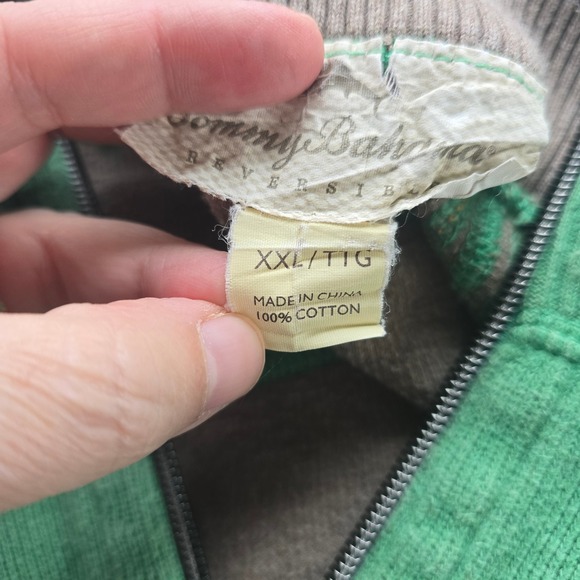 Tommy Bahama Quarter Zip Sweater Green Cotton Men's XXL Pullover Comfort Casual - Picture 10 of 12